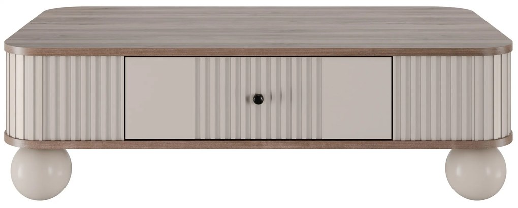 Vesper 103x60 cm-es kasmír / diófa / fekete fogantyúk fiókkal / gömb alakú lábak