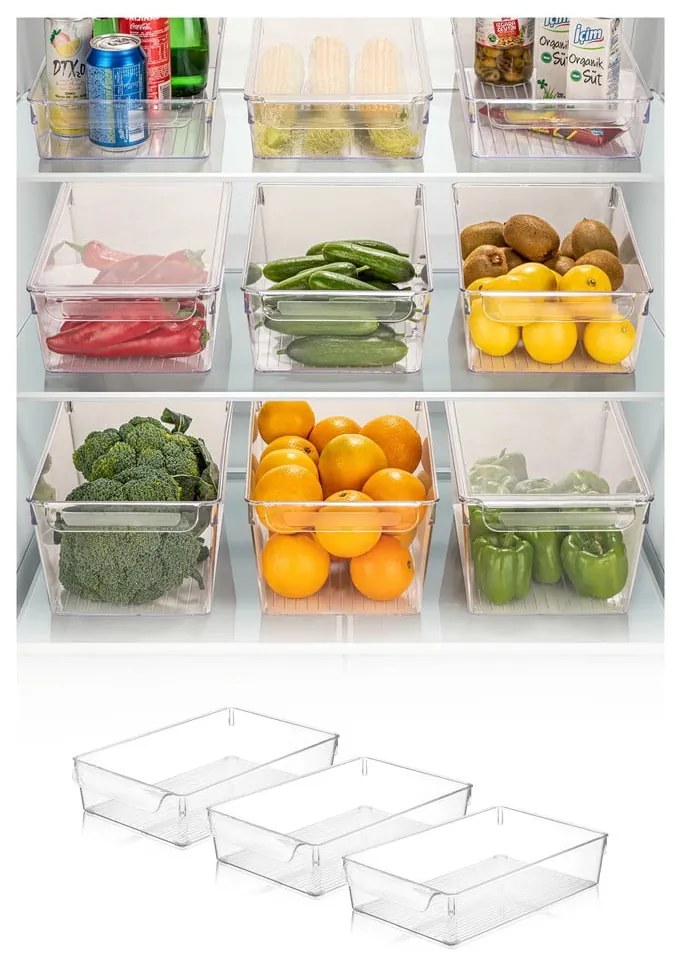 Műanyag hűtőszekrény rendszerező szett 3 db-os – Hermia