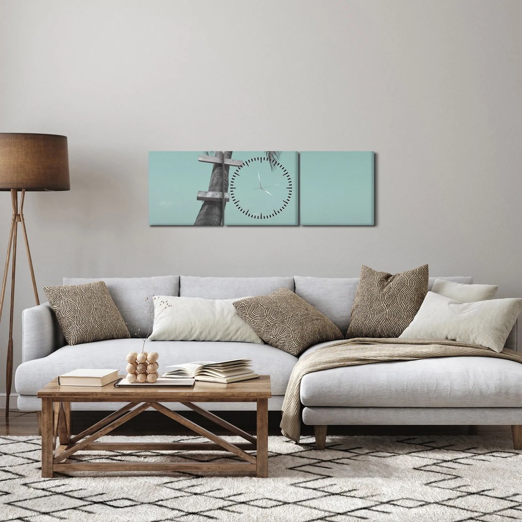 Kép - Palma a Karib-tengeren (órával) (90x30 cm)