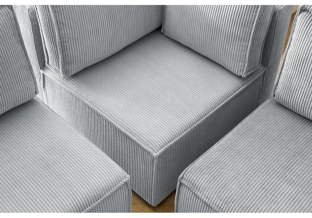 Világosszürke kordbársony sarokkanapé ("U" alakú-variálható) Nihad modular – Bobochic Paris