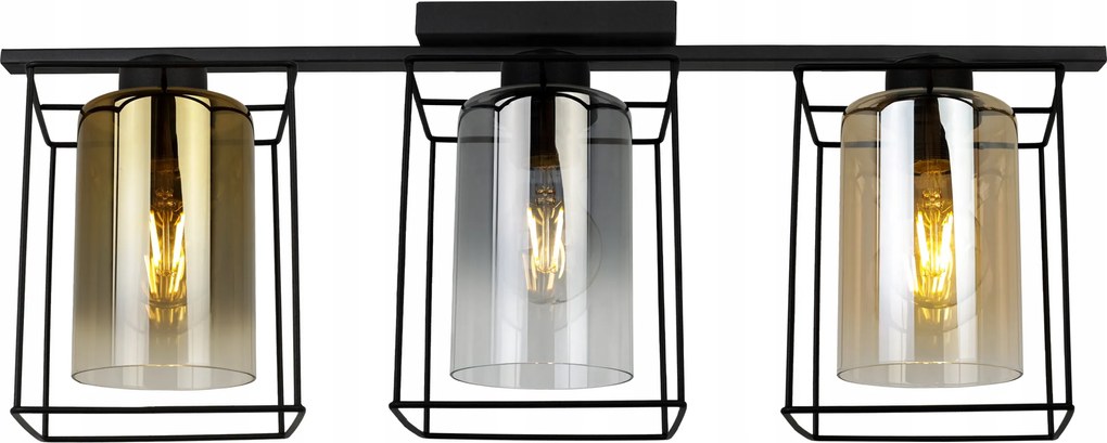 Mennyezeti Lámpa Lógó Csillár Fekete Tripla Glamour Loft Modern