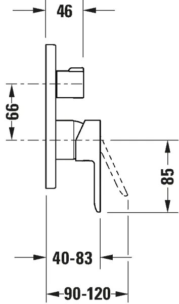 Duravit DC4210012010 - Rejtett beépítésű zuhanycsaptelep D-CODE fényes króm