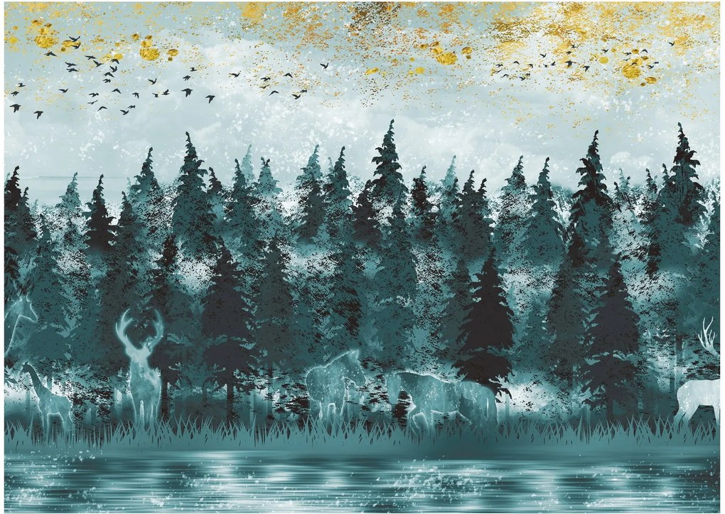 Kép - Állatok az erdőben (üvegen) (70x50 cm)
