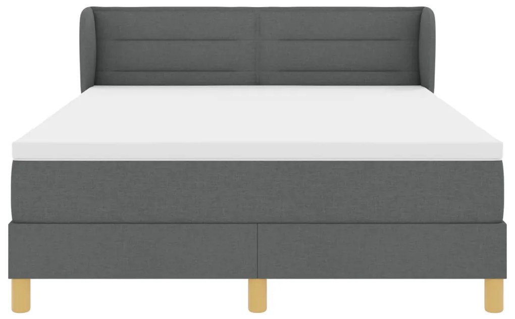 Boxspring Ágy Matrac Kivitel Sötétszürke 140x190 cm Szövet