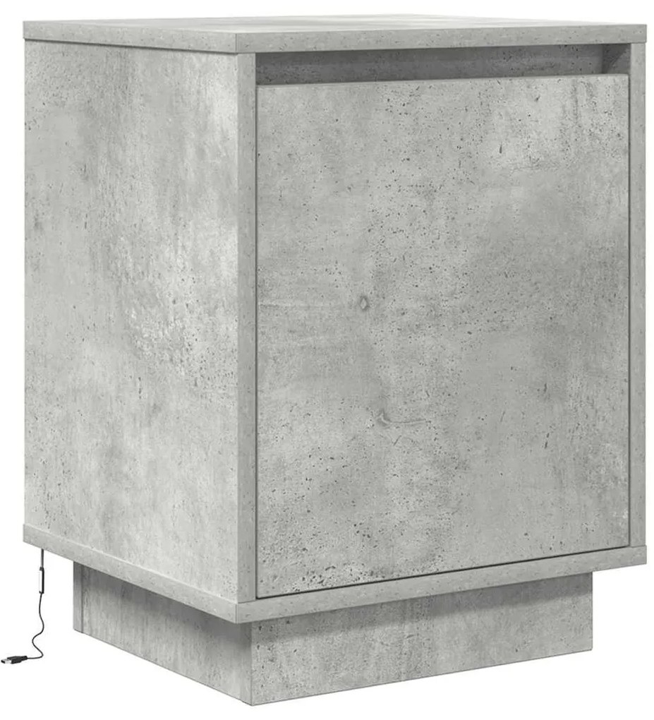 2 db betonszürke éjjeliszekrény LED-fényekkel 38x34x50 cm