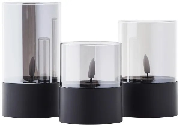 Brilliant - 3 darabos BOUGIE LED gyertya szett LED/2xAA IP44, fekete/füstszínű