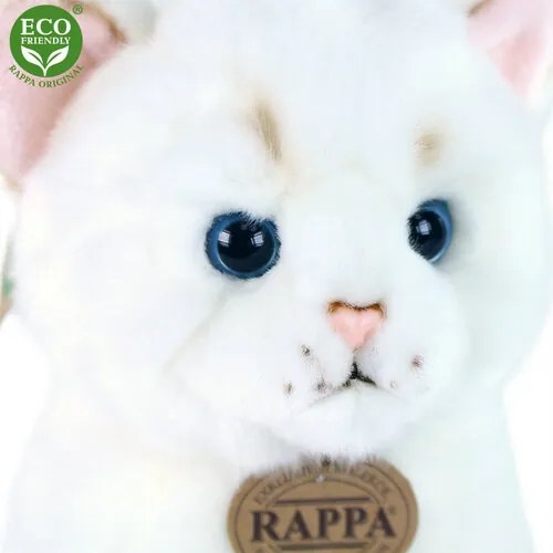 Rappa ülő plüssmacska, fehér, 25 cm