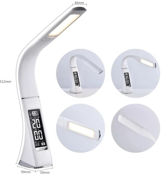 Brilagi - LED Dimmelhető asztali lámpa kijelzővel PELLE LED/7W/230V fehér