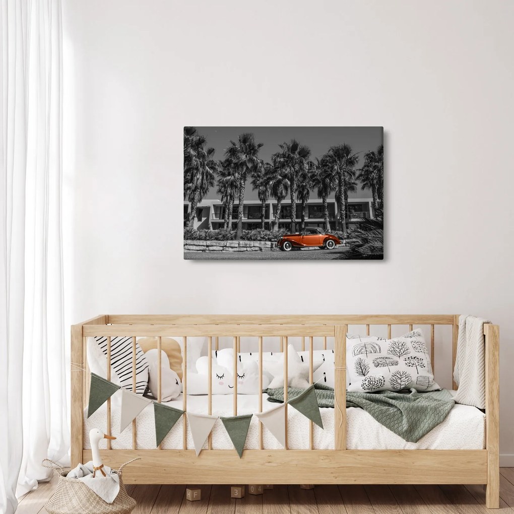 Kép - retro piros autó (90x60 cm)