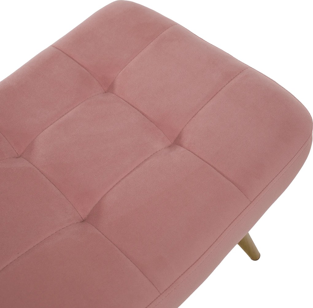 Fotel lábtartóval, rózsaszín Velvet szövet/tölgy, HABEN