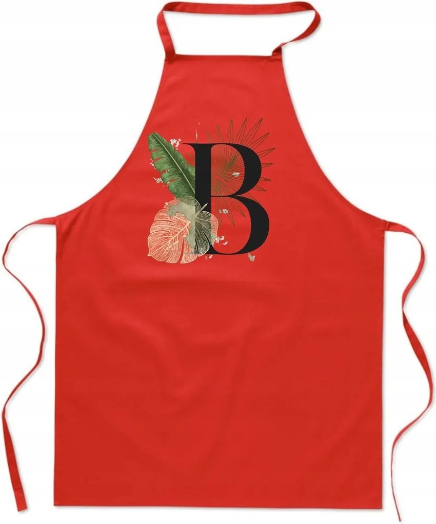 Konyhai Kötény piros B Betűvel monogram Beata Basia Bart FA_381_