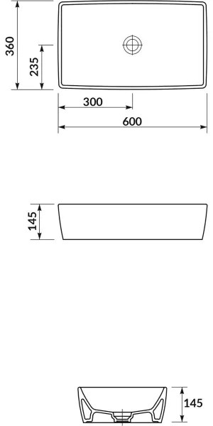 Cersanit K35-047-ECO - CITY ráültethető mosdó 36x60 cm, kerámia/fényes fehér