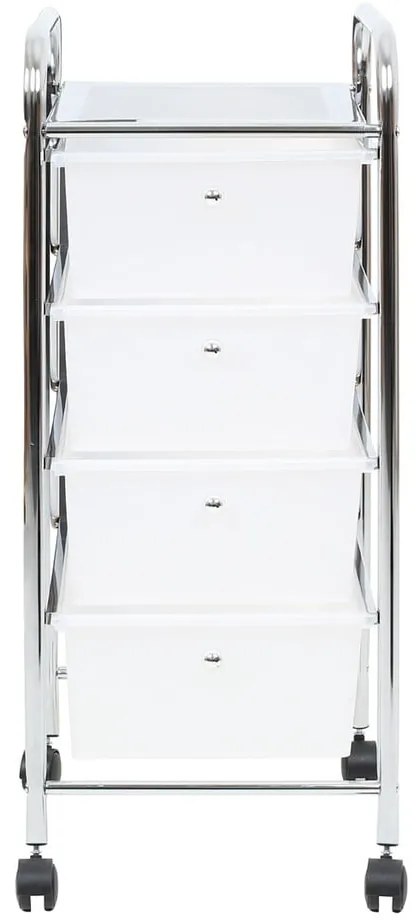 Fehér-ezüstszínű műanyag gurulós polcos állvány 33x79 cm – Premier Housewares