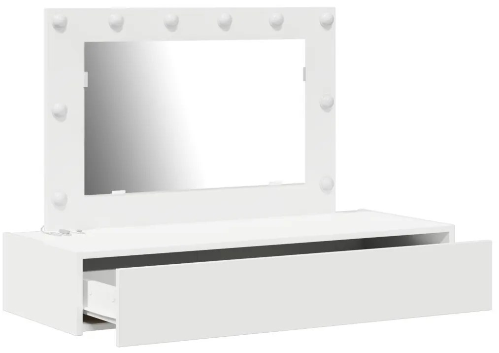 vidaXL Öltözködőasztal tükör lámpákkal Fehér 100 x 40 x 70 cm Faanyag