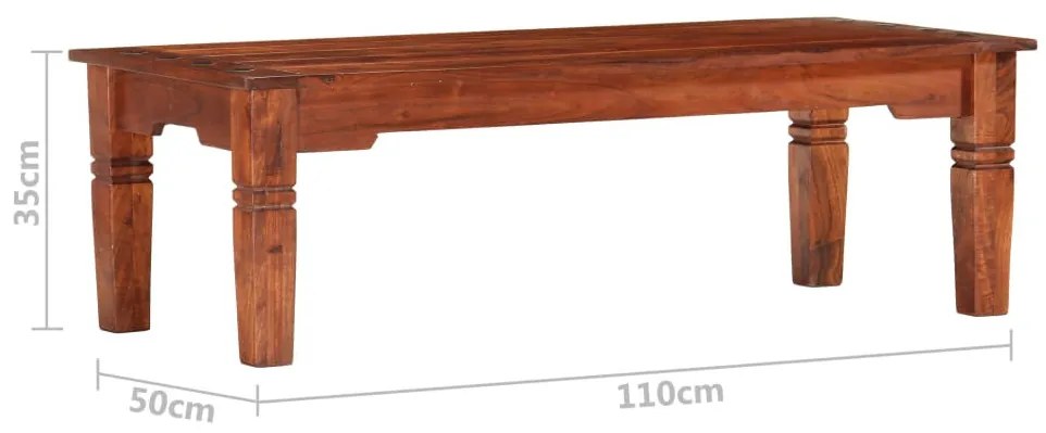 vidaXL tömör akácfa dohányzóasztal 110 x 50 x 35 cm