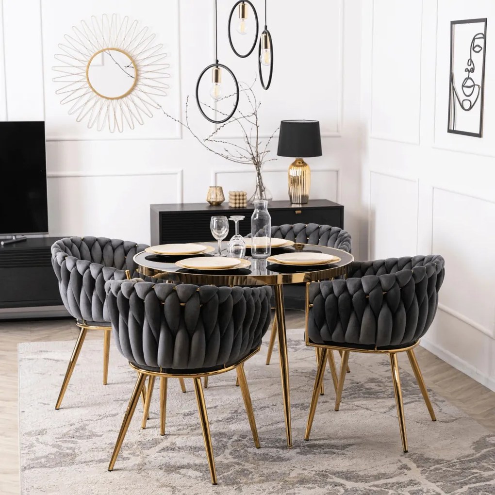 Krzesło CAPI Szare Plecione Welurowe