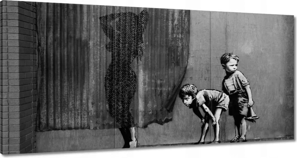 Vászonkép 60x30 Banksy Kukkolás a zuhany alatt