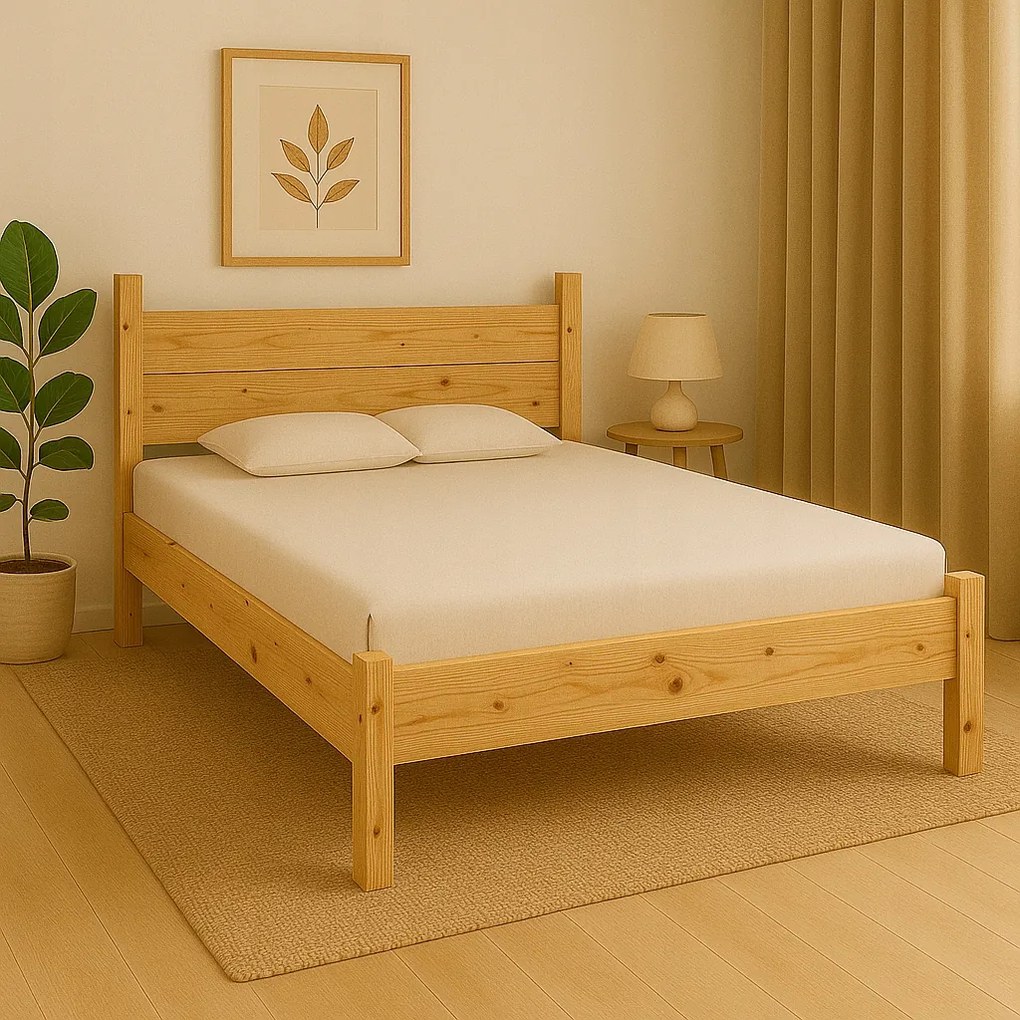 Fa ágy 140x200 Leaf +magasított ágyrács Erős Klasszikus Egyszerű Eco