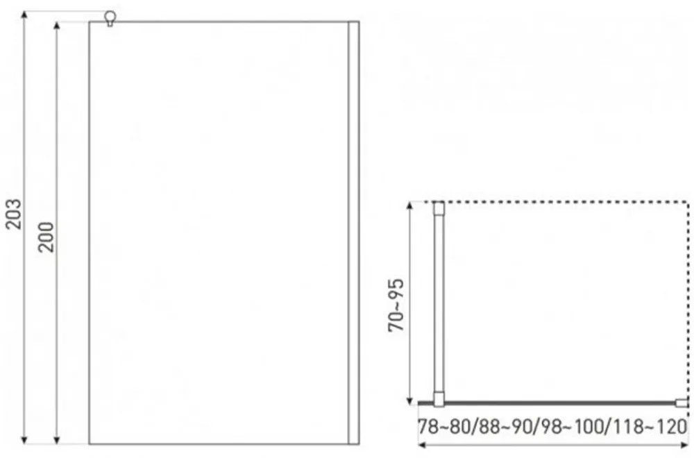 Alfa 80x200 cm Walk-in zuhanykabin