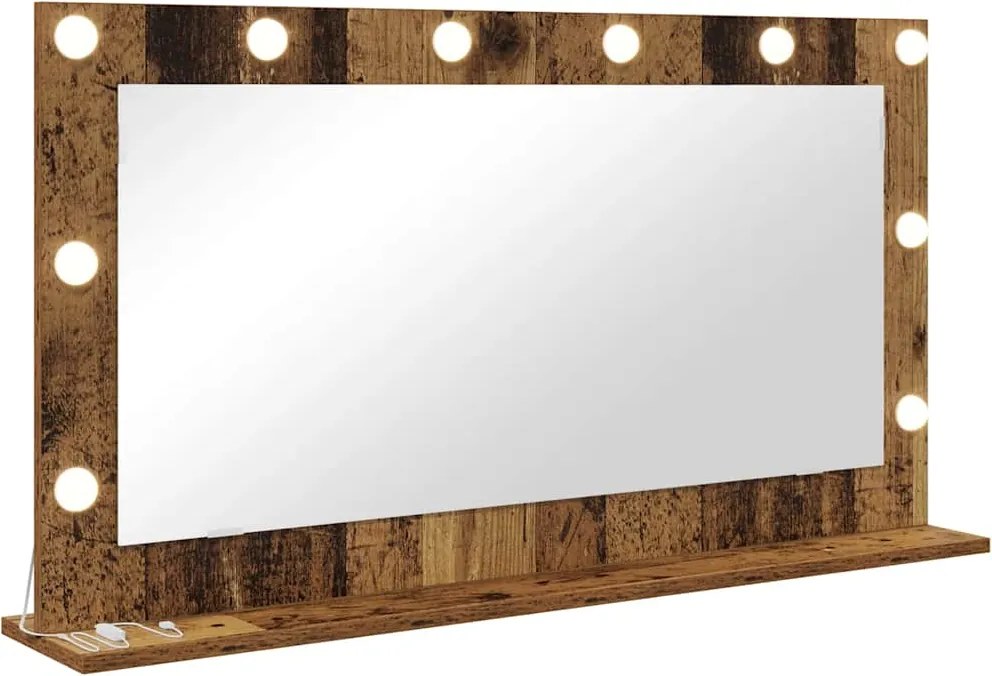 vidaXL Toalett Tükör Öreg fa 100 x 55 x 18 cm Üveg és mérnöki fa