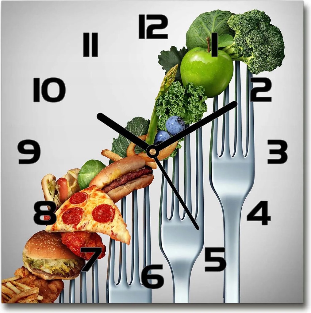 Négyzet alakú üveg falióra Haladás az étrendben 30x30 cm