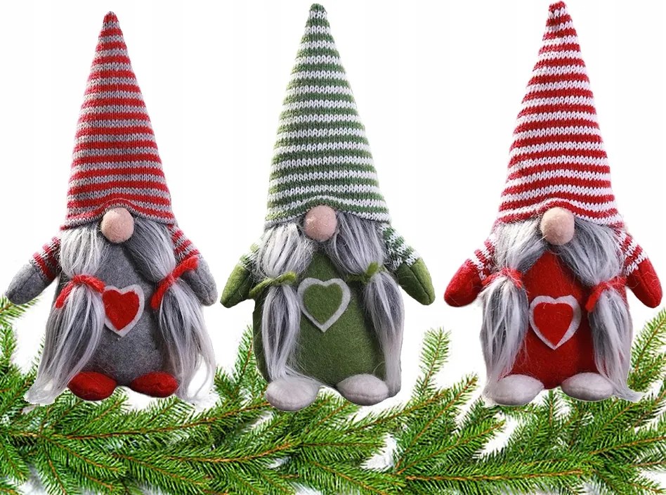 3x Mikulás Karácsonyfa Dekoráció Törpe Manó