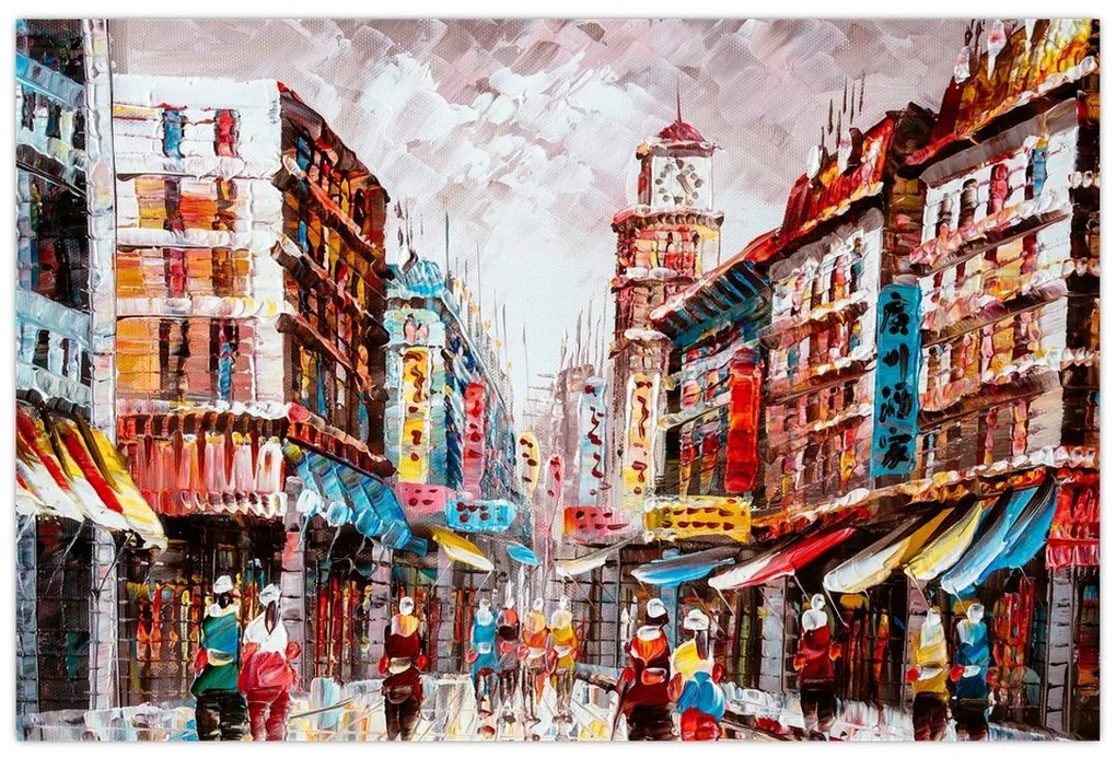 Kép - Hong Kong, olajfestmény (90x60 cm)