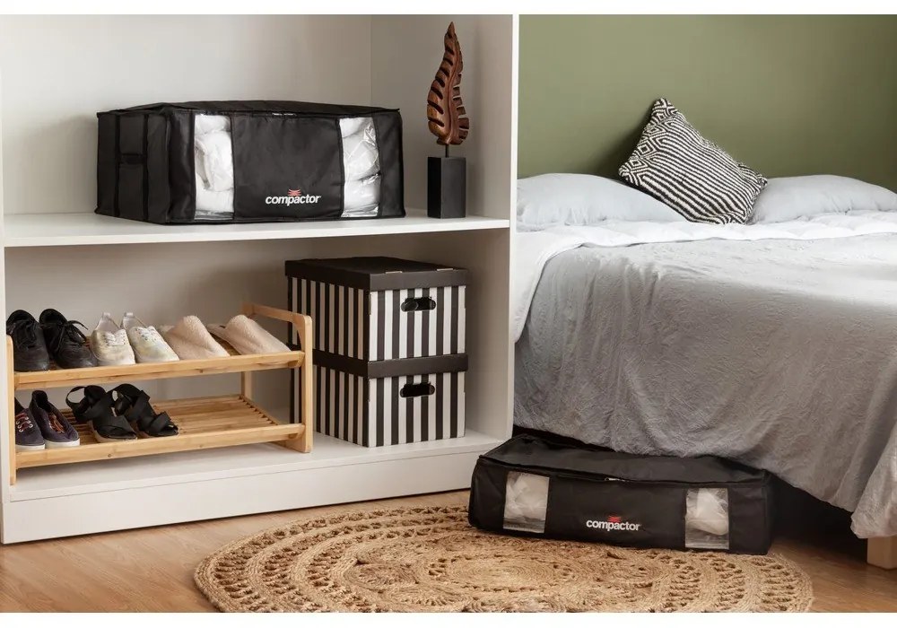 XXL Black Edition 3D fekete ágy alatti ruhatároló doboz, 145 l - Compactor