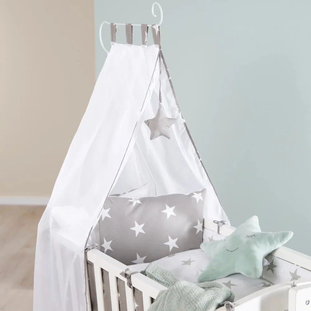 Fehér gurulós bölcső baldachinnal 40x90 cm Little stars – Roba