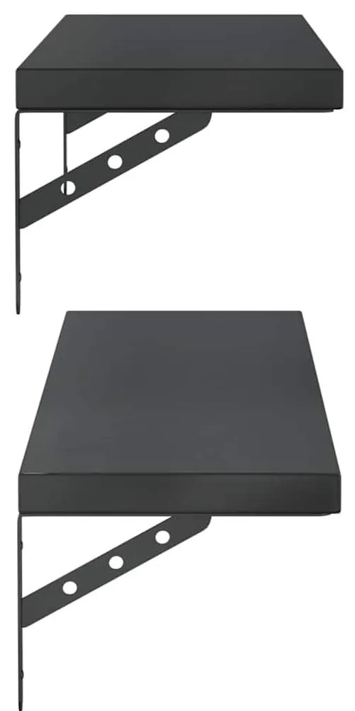 2 db fekete rozsdamentes acél fali polc 100 x 23,5 cm