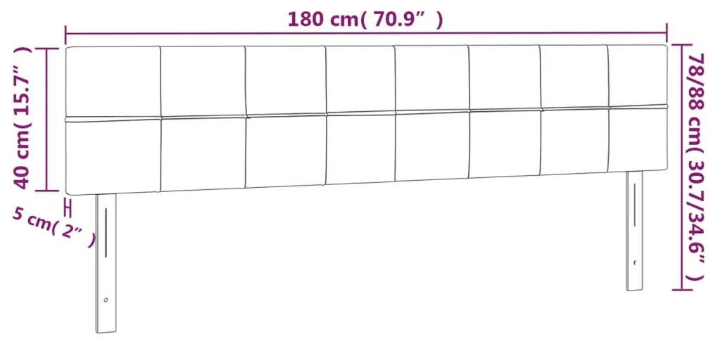 fekete szövet LED-es fejtámla 180x5x78/88 cm