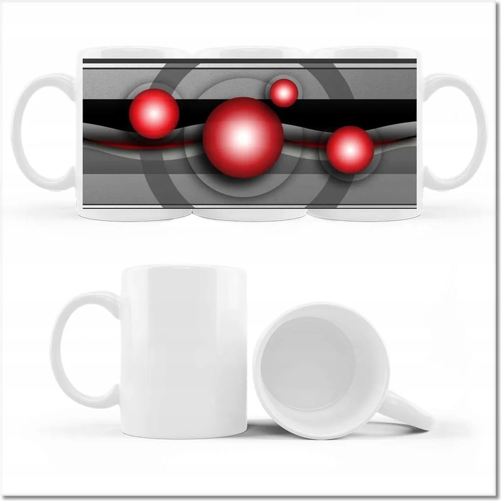 Fotó bögre Piros gömbök szürke háttér Absztrakt