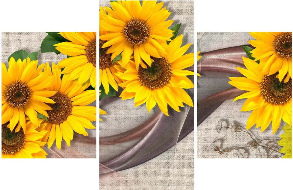 Kép - Ragyogó napraforgó virágok (90x60 cm)