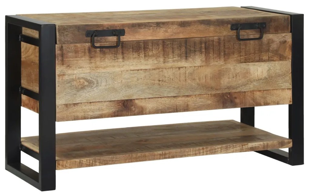 vidaXL Tároló Doboz tárolóval Barna 80 x 35 x 45 cm Tömör mangófa