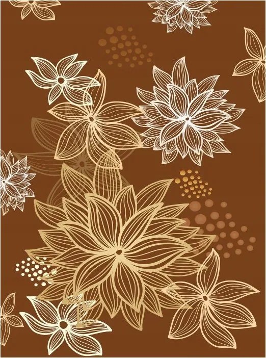 Fotótapéta Arany virágok barna vinil 184x254 Elegáns dekoráció +ragasztó