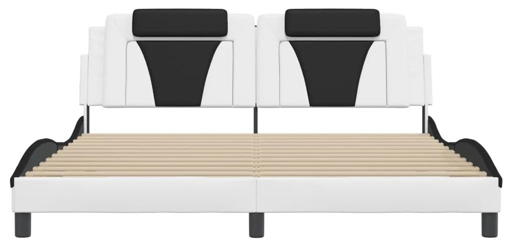 fehér és fekete ágykeret Viana LED-ekkel matrac nélkül 180 x 200 cm