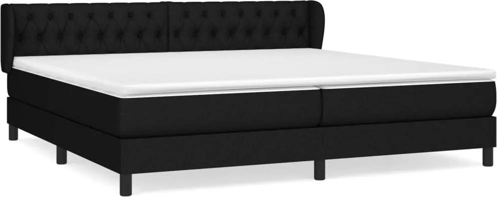 vidaXL fekete szövet rugós ágy matraccal 200 x 200 cm