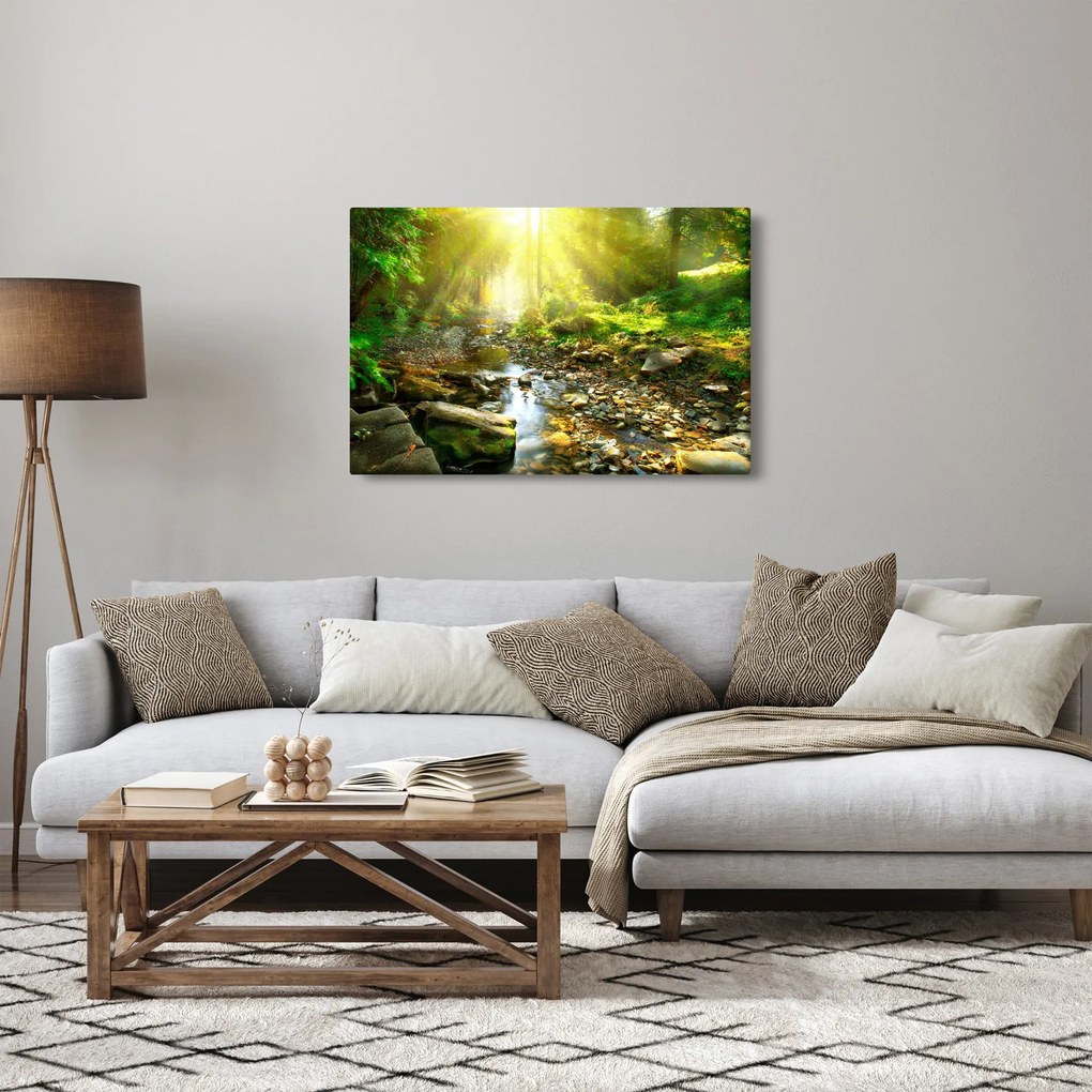 Egy folyó zöld erdőben képe (90x60 cm)