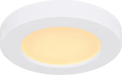 Globo 12379-6W Mennyezeti lámpa, fehér műanyag váz, akril fehér fehér búra. Tolókapcsolóval a kívánt színhőmérséklet beállítható felszereléskor. Ø:126, H:18, tartozék: 1xLED 6W 230V, 450lm, CCT 3.000-4000-6.500
