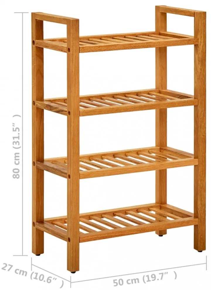 tömör tölgyfa cipőtartó 4 polccal 50 x 27 x 80 cm