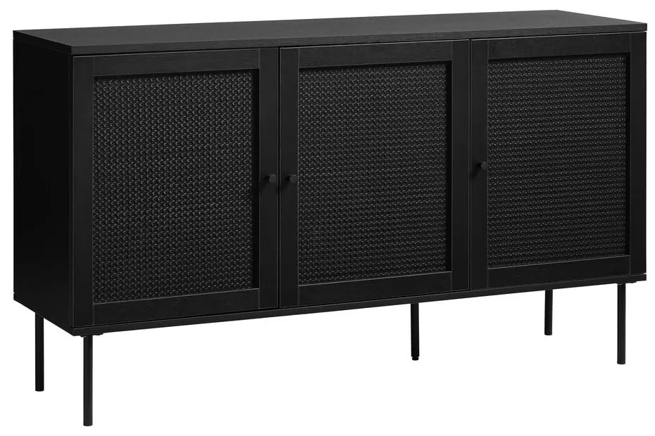 Fekete alacsony komód tölgyfa dekorral 140x80 cm Pensacola – Unique Furniture