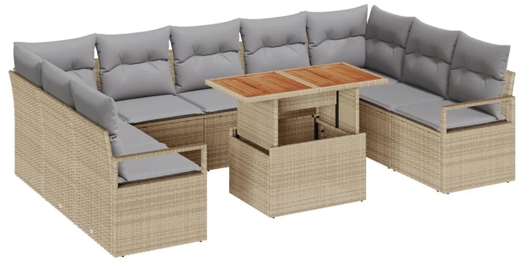 Kerti Kanapé Szett 10 pcs Barna és szürke 100 x 55 x 73 cm