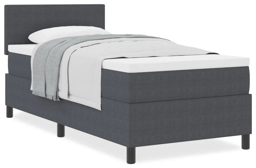 Box Spring Ágy Matracokkal Sötétszürke 90x200 cm Kordbársony