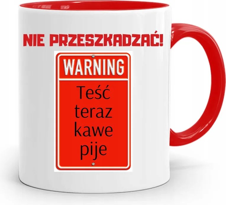 Piros Bögre Az Apósnak Ne Zavarj Ajándék fényképes nyomtatással