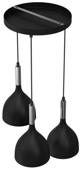 Csillár zsinóron NOAK 3xE27/15W/230V fekete/króm