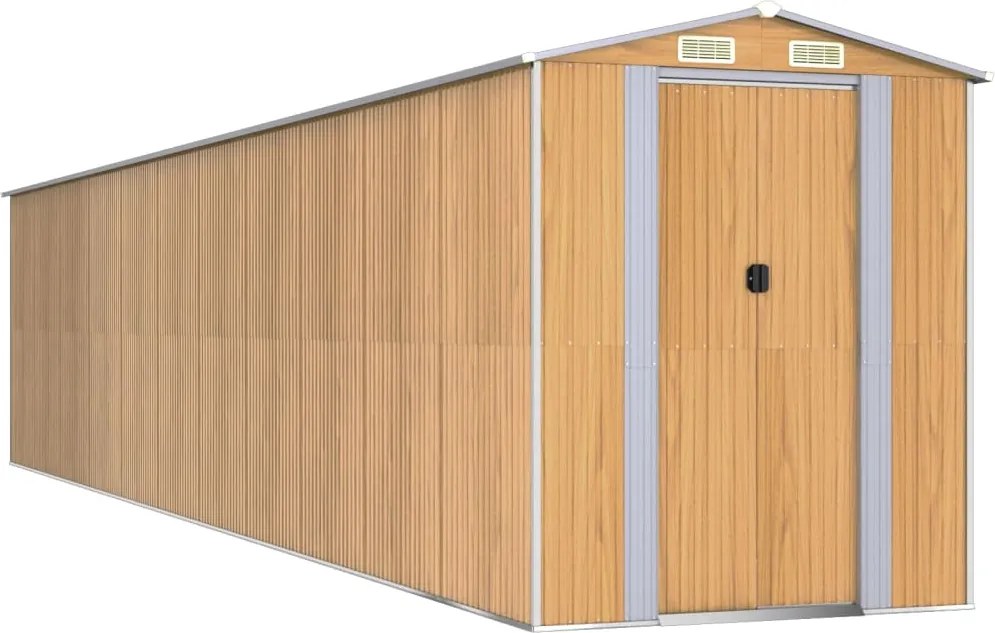 vidaXL világosbarna horganyzott acél kerti fészer 192x938x223 cm