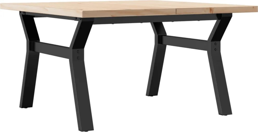 vidaXL tömör fenyőfa és acél Y-vázú dohányzóasztal 80x80x45,5 cm