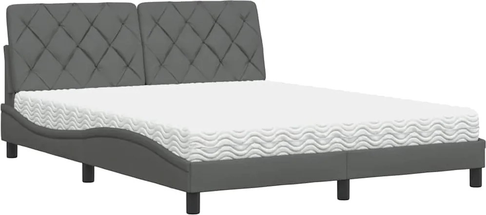 vidaXL ágy matraccal Sötét szürke 160x200 cm szövet