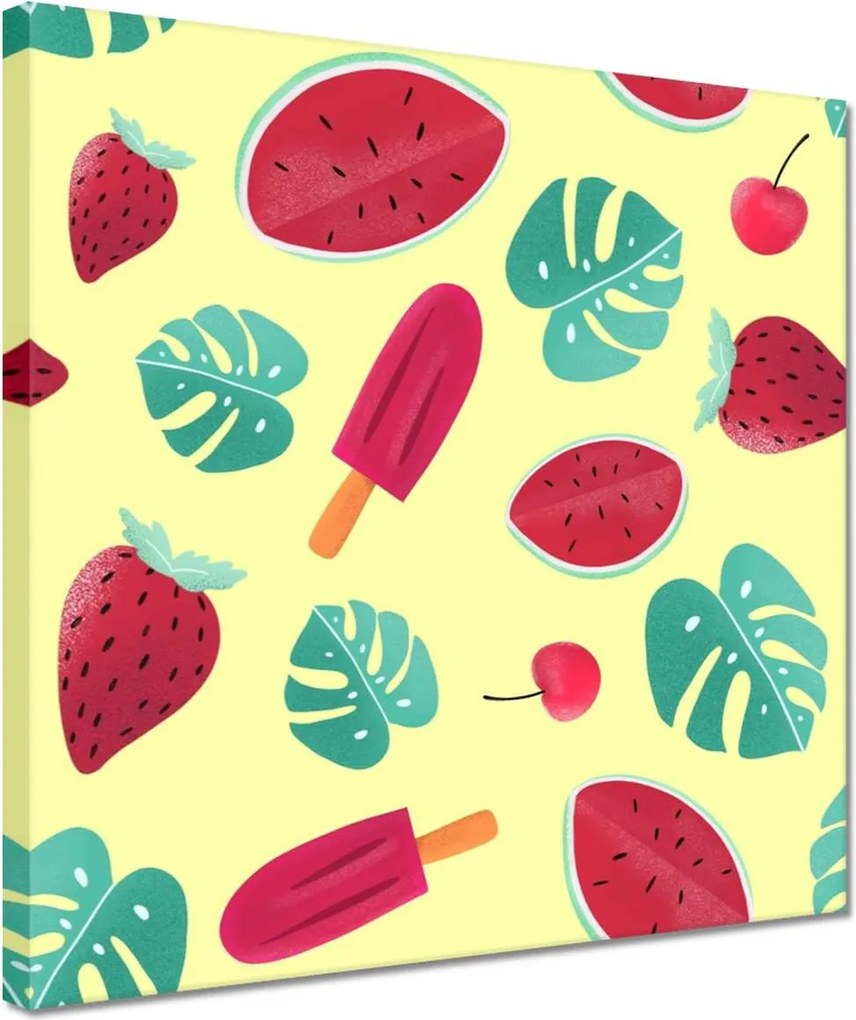 Vászonkép 30x30 Monstera Levél Fagylalt Görögdinnye