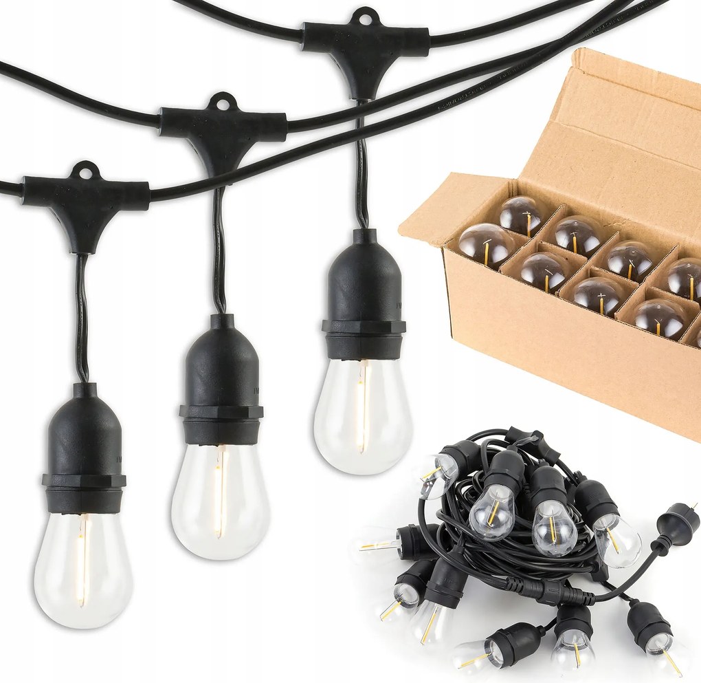 Kerti girland terasz erkély lámpa 10 m Led izzó IP44 vízálló